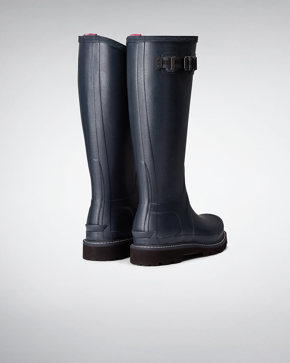 Hunter Balmoral Poly-Lined Tall Rain Boots - Online Sale Womens Navy - SLJRQV480